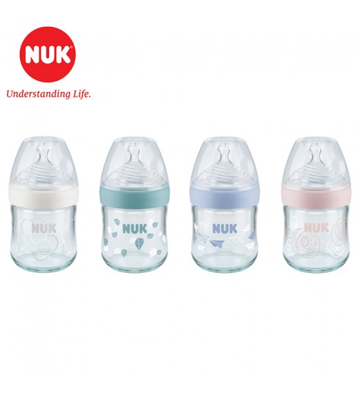 Bình sữa NUK thủy tinh Nature Sense 120ml ty Silicone S1M
