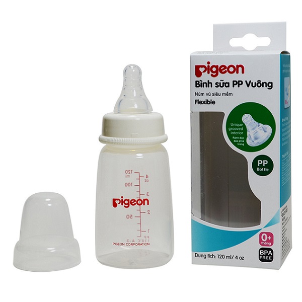 Bình sữa Pigeon PP vuông nhựa cao cấp 120ml