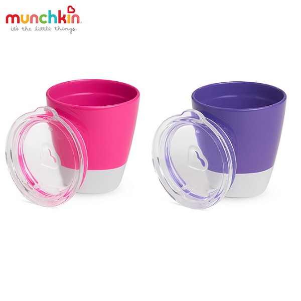 Bộ 2 cốc có nắp Munchkin (hồng-tím) MK11489