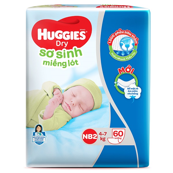 Miếng lót sơ sinh Huggies Newborn 2 60 miếng