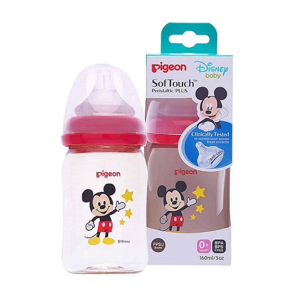 Bình sữa Pigeon PPSU Plus cổ rộng Disney 160ml