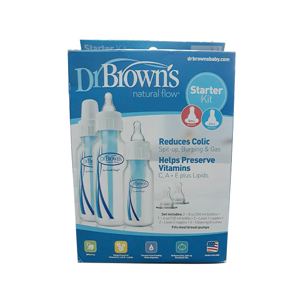 Bình sữa nhựa PP cổ thường Dr Brown 2 bình 240ml và 1 bình 120ml và 2 ty số 2