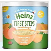 Bột Heinz 240gr ngọt 4m+, cháo kem đào mơ