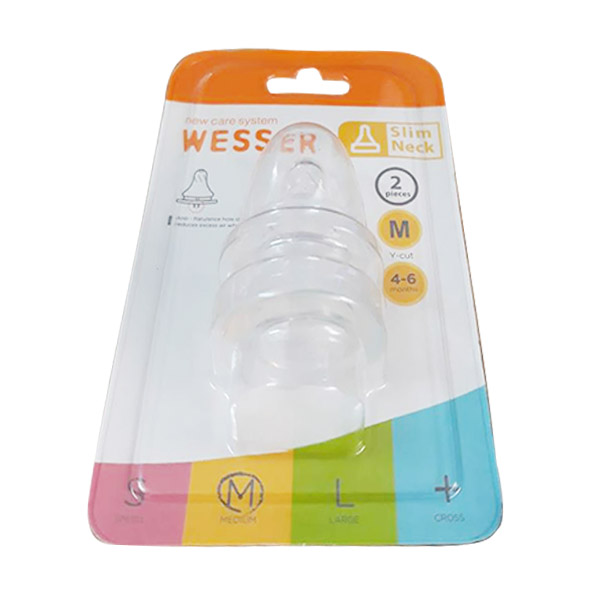 Ty bình sữa Wesser cổ thường size M vỉ 2 cái 