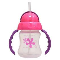 Bình uống nước Lucky Baby 140ml có ống hút màu hồng